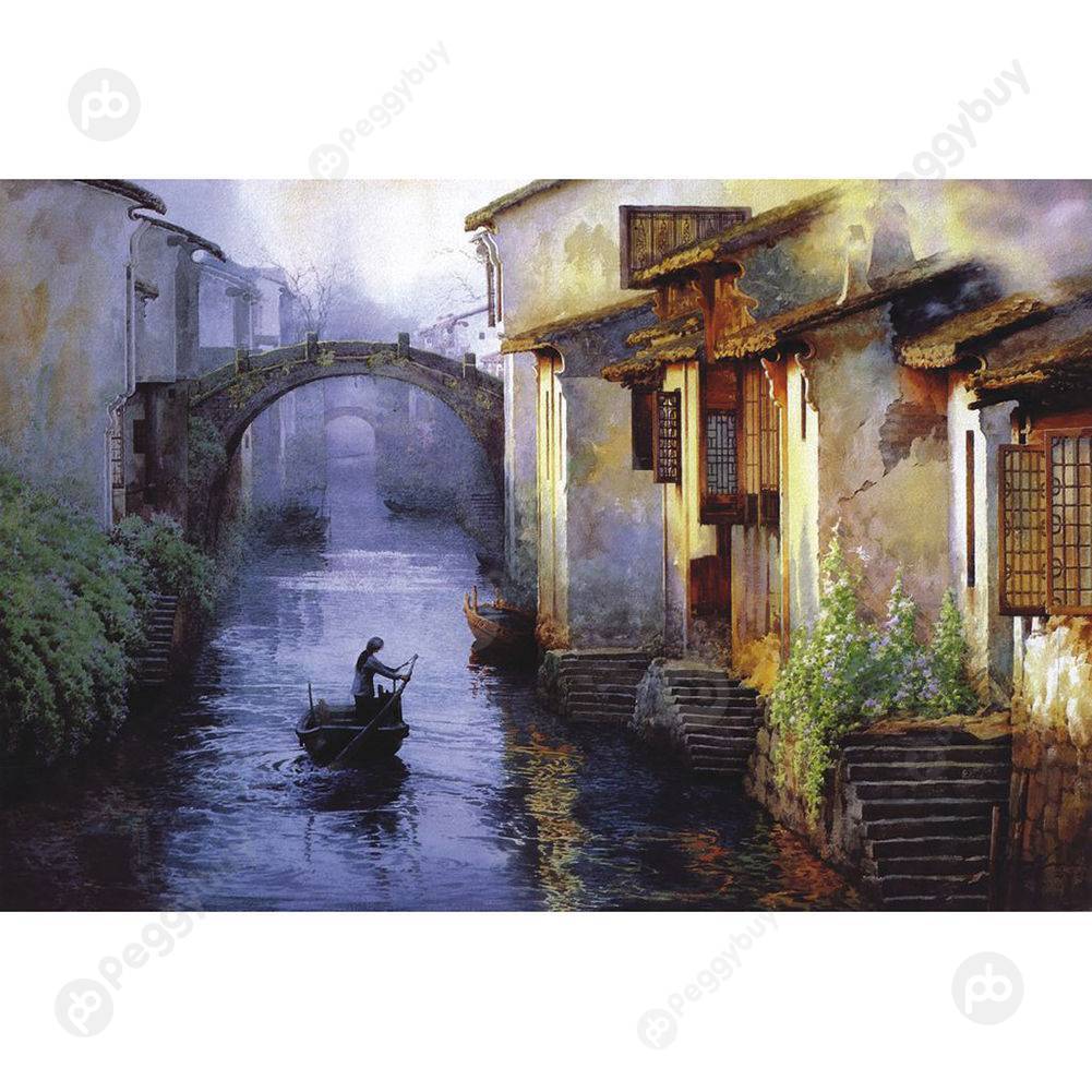 

75 X 50cm 1000 Pieces Paper Jigsaw Puzzles River Boat Assembling Picture, 501 Original