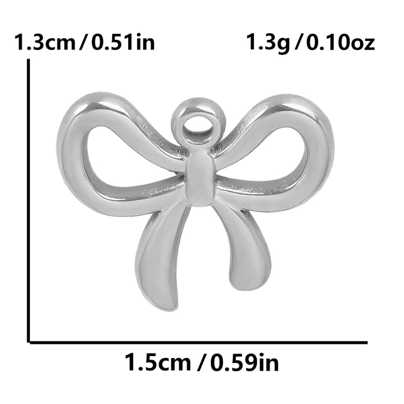 5 Pieces 28*20mm 28*42mm 33*29mm 304 Stainless Steel 18K Gold Plated Bow Knot Polished Pendant