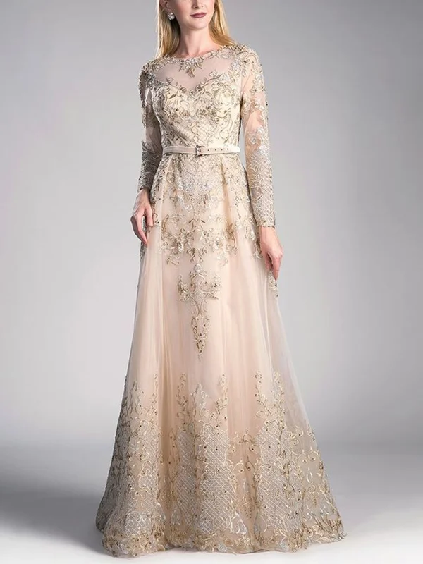 Round Neck Lace Print Maxi Dress