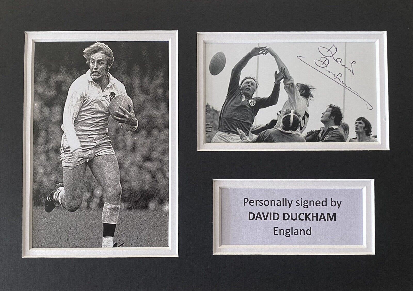 David Duckham Hand Signed England Rugby Photo Poster painting In A4 Mount Display