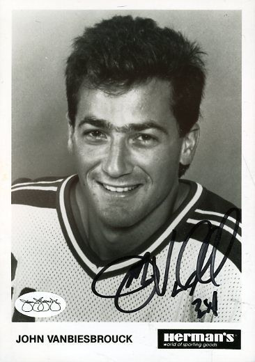 John Vanbiesbrouck Signed Jsa Cert Sticker 5x7 Photo Poster painting Authentic Autograph