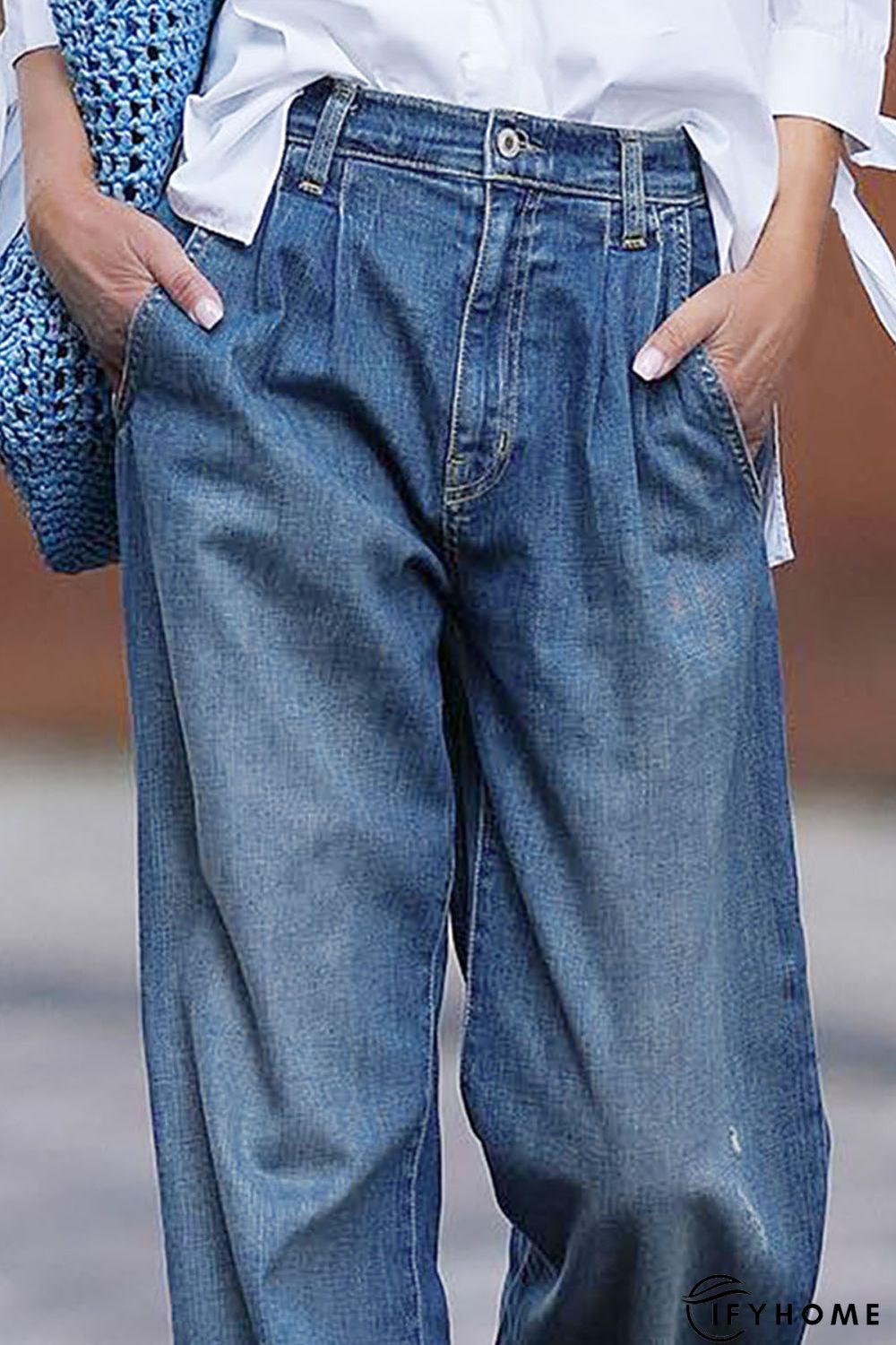Blue Slouchy Wide Leg Jeans | IFYHOME