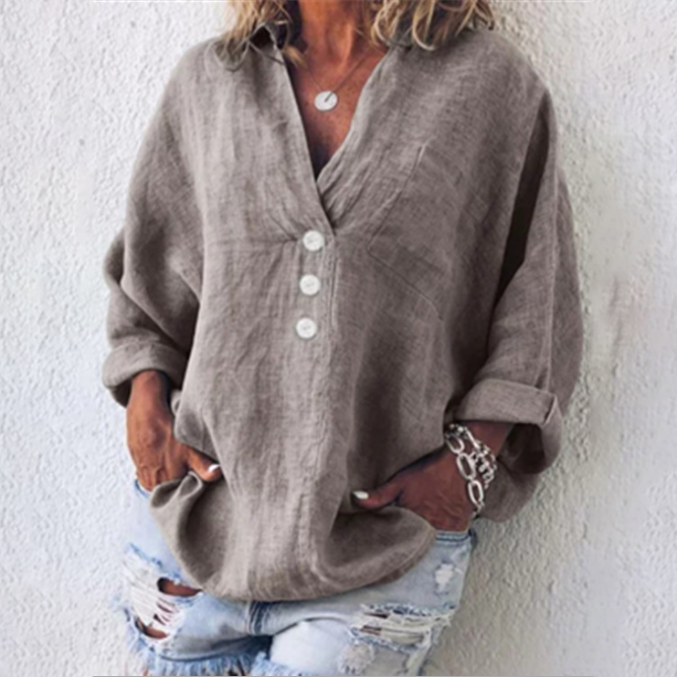 Casual Loose Cotton And Linen Top