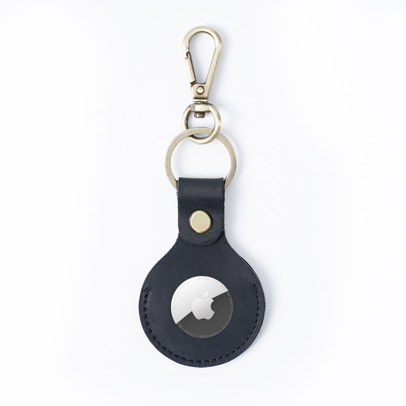 Fromthenon Genuine Leather Keychain for Apple Airtags Case Protective Cover Bumper Shell Tracker Accessories Air Tag Key Ring