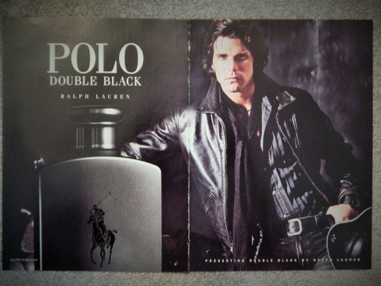 POLO DOUBLE BLACK FRAGRANCE FROM RALPH LAUREN PO2007 VTG Photo Poster painting AD, RARE EPHEMERA