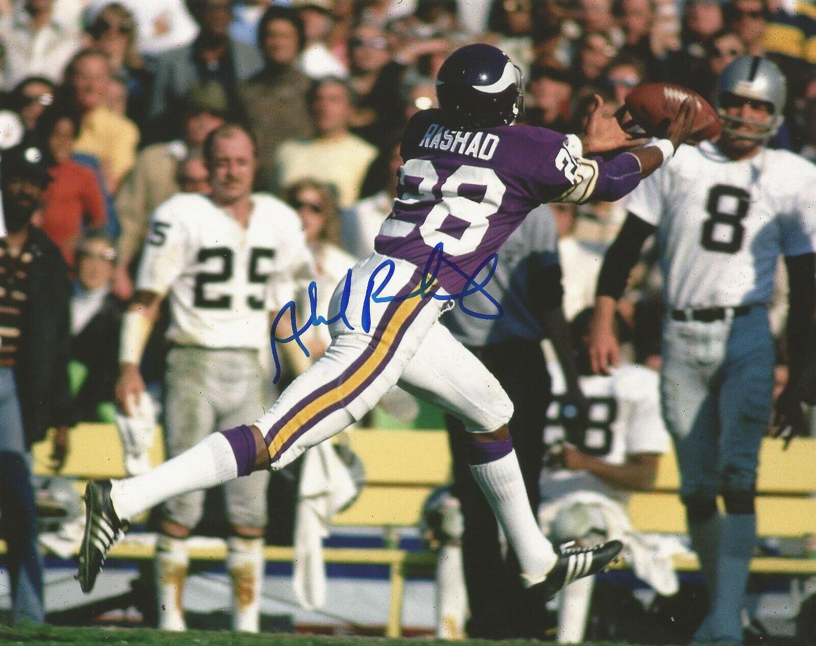 AHMAD RASHAD SIGNED MINNESOTA VIKINGS 8x10 Photo Poster painting #2 - w/PROOF & COA