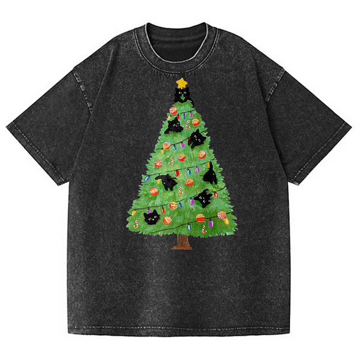 Christmas tree Men's washed T-shirt