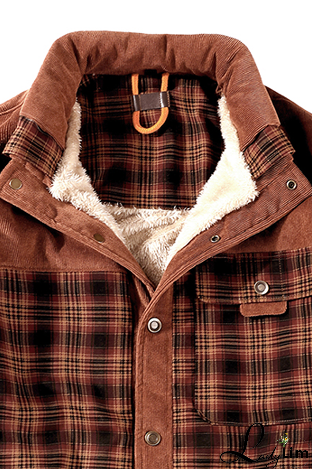 Dark Green Casual Plaid Split Joint Buckle Turndown Collar Outerwear