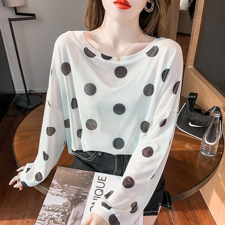 As Picture Casual Polka Dots Shift Shirts & Tops