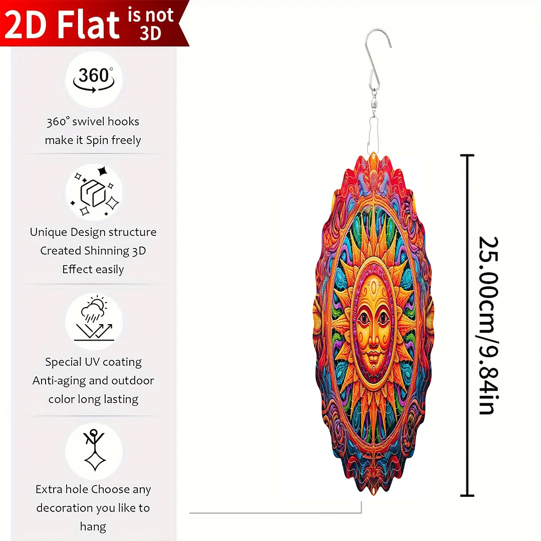Mandalas Hanging Wind Spinner 360 Degree Rotating 3D Garden Wind Spinners 10-Inch Hanging Wind Catcher Art Gift for Home Garden Halloween Christmas (08)