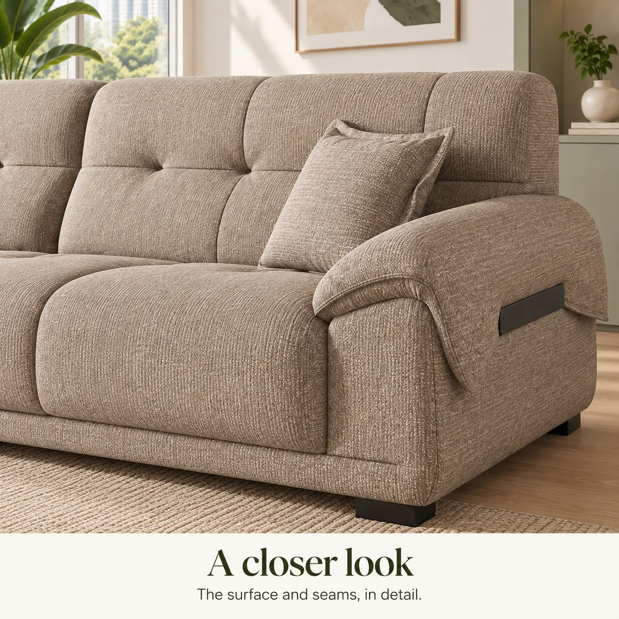 W09 Woven Sofa - Oatmeal — Upholstery close-up