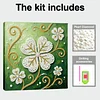 DIY Pearl Painting Four-leaf Clover for Home Wall Decor with Frame(25x25cm)