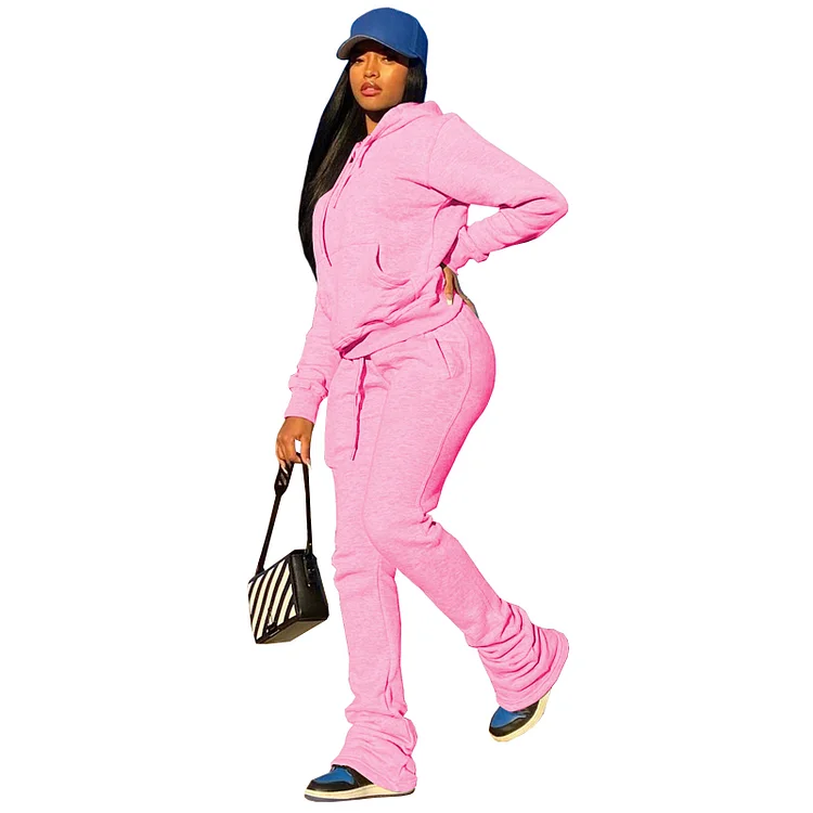 PASUXI Cross Border Popular Women's Clothing Plush Fashionable Drawstring Casual Trendy Women's Hooded Set huanwei