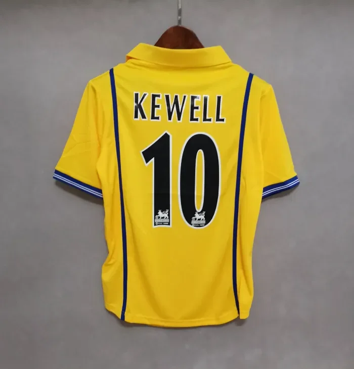 Retro 2000-2002 Leeds United KEWELL No.10 Away Yellow Soccer Jersey