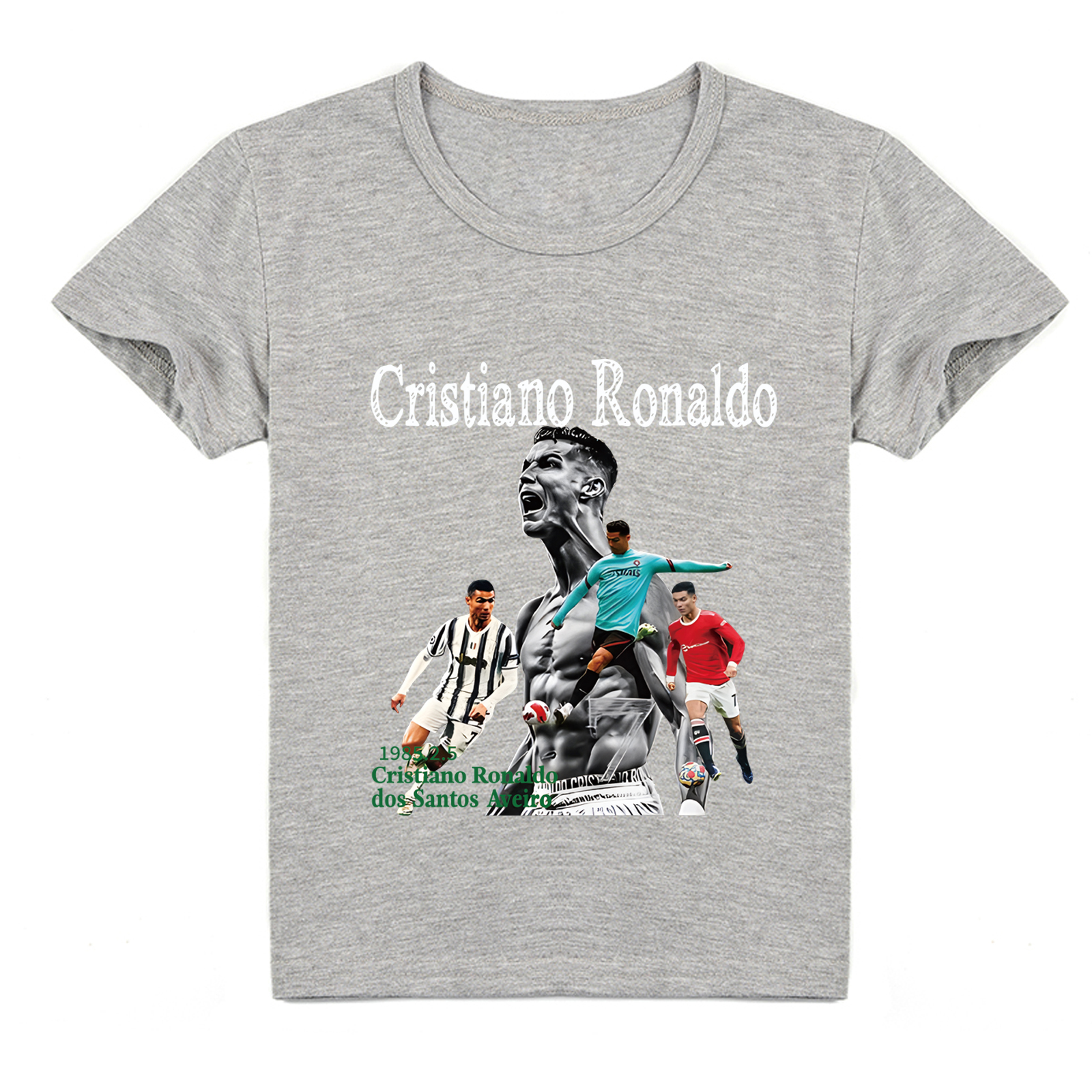 Mayoulove Unisex Cristiano Ronaldo Short Sleeve T-Shirt for Kids - Cool Soccer Tee, Perfect Gift for Fans-Mayoulove