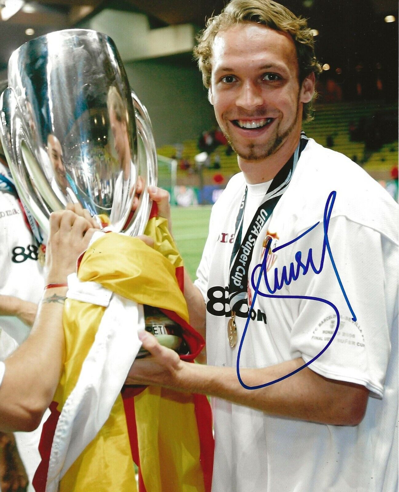 Andreas Hinkel Germany signed Sevilla FC Super Cup Trophy 8x10 Photo Poster painting autographed
