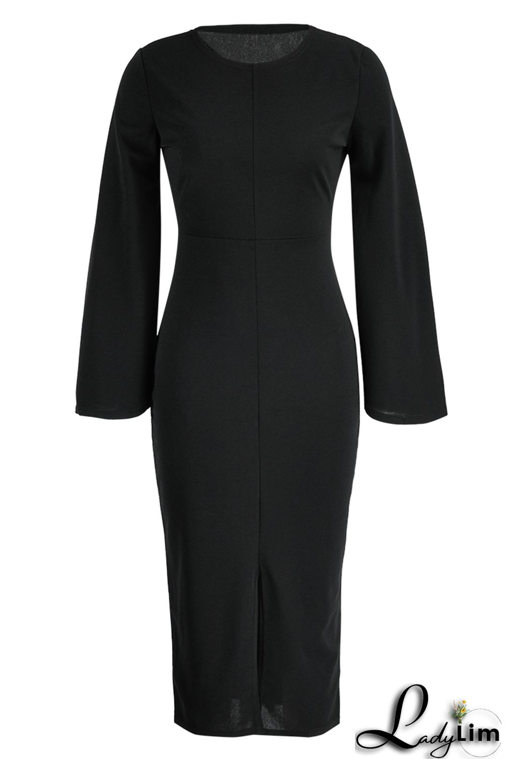 Red Fashion Casual Solid Patchwork Slit O Neck Long Sleeve Dresses