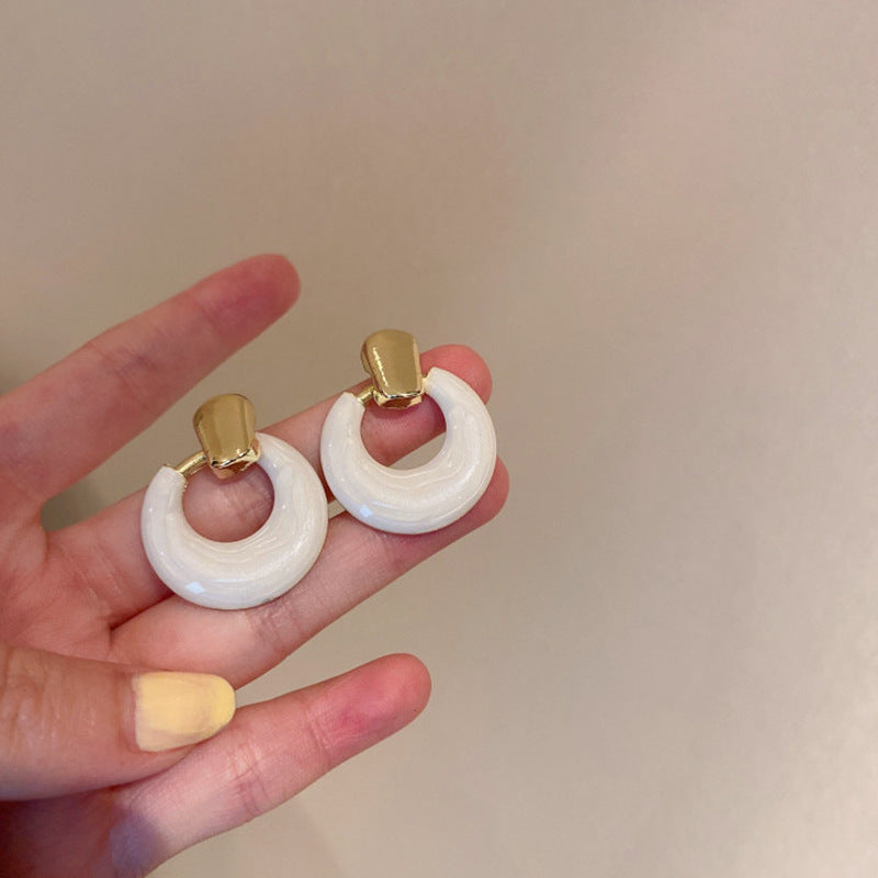 Medieval Flower Geometric Copper Oil Dripping Earrings