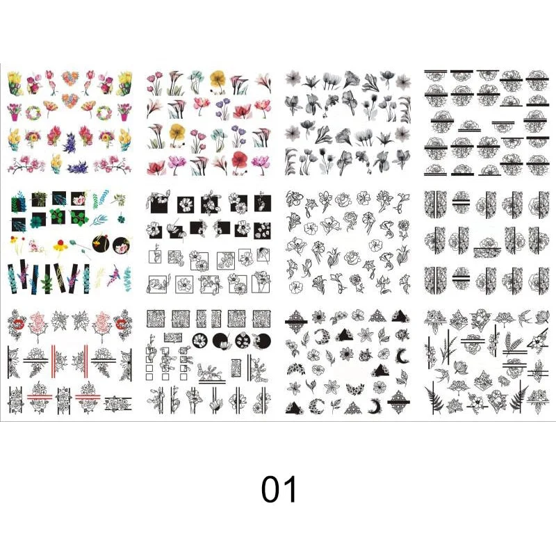 12Pcs Summer Fruit Water Decals Fruit/Kiwi/Banana/Lemon/ Strawberry Designs DIY Nail Stickers Wraps Slider Decoration