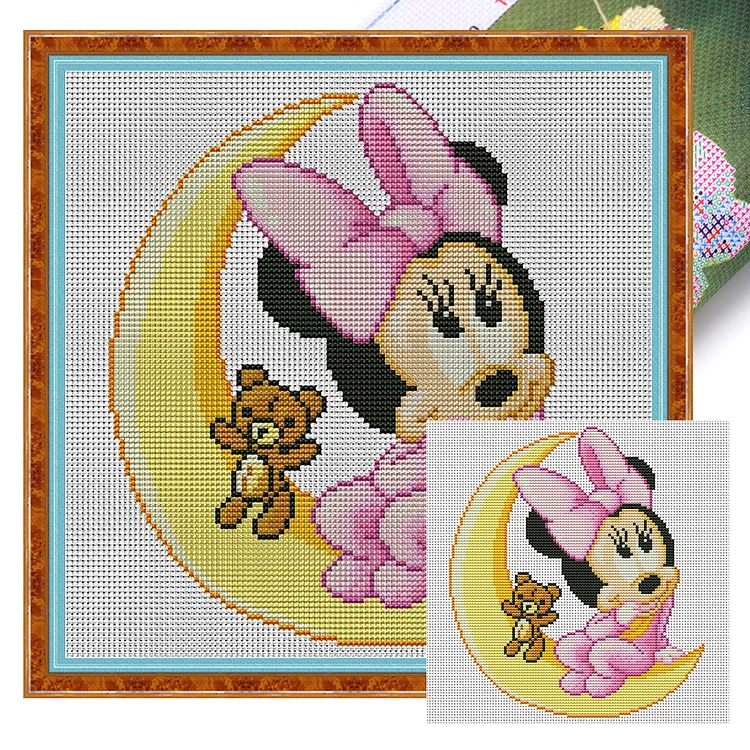 【Huacan Brand】Disney Minnie 11CT Stamped Cross Stitch 30*30CM