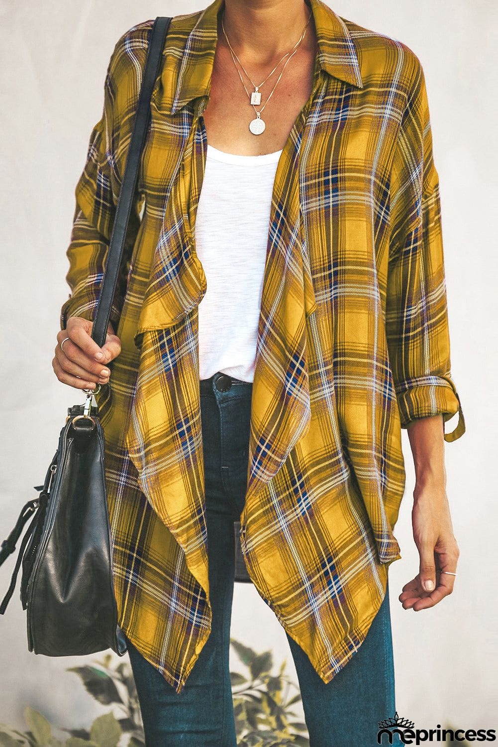 Plaid Drape Cardigan