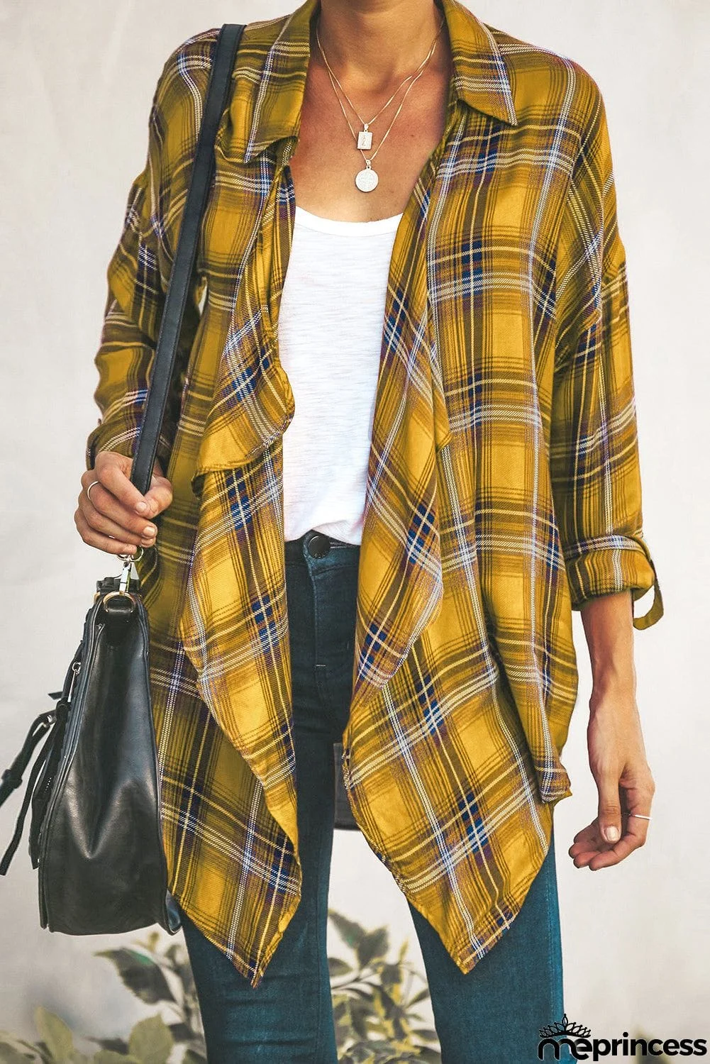 Plaid Drape Cardigan