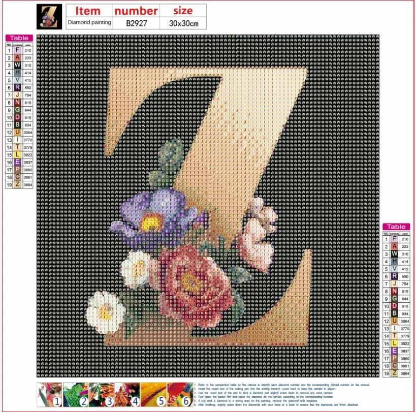Diamond Painting - Full Round Drill - Flower Alphabet(30*30cm)