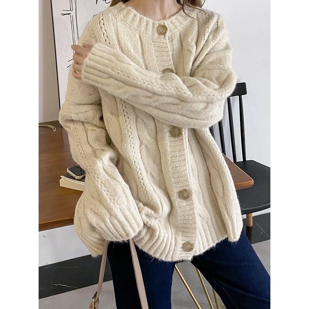 Waxy Yarn Mohair Women's Cardigan Coat Sweater - VSMEE