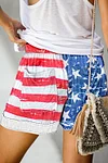 American Flag Drawstring Casual Elastic Waist Shorts