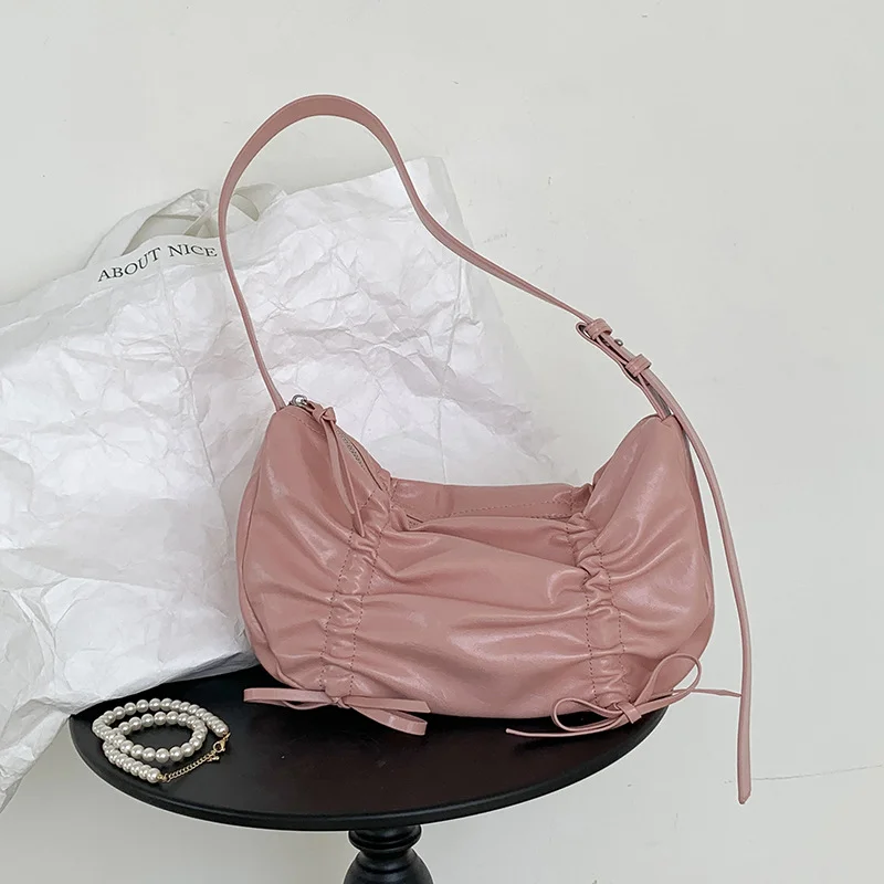 Mongw Mongw One Shoulder Underarm Bag Niche Design Fashion Bag Women's Versatile Advanced Sense Summer Pu Soft Leather Handbag