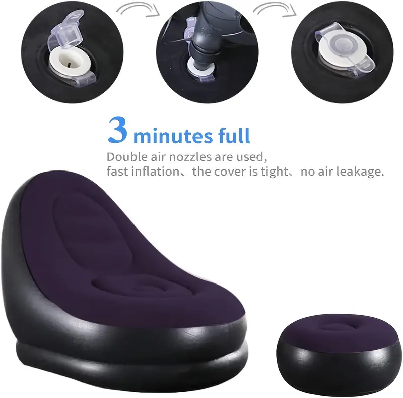 1set inflatable lounger sofa portable lazy slip on sofa color boxed modern casual home outdoor camping movable flocking sofa details 2