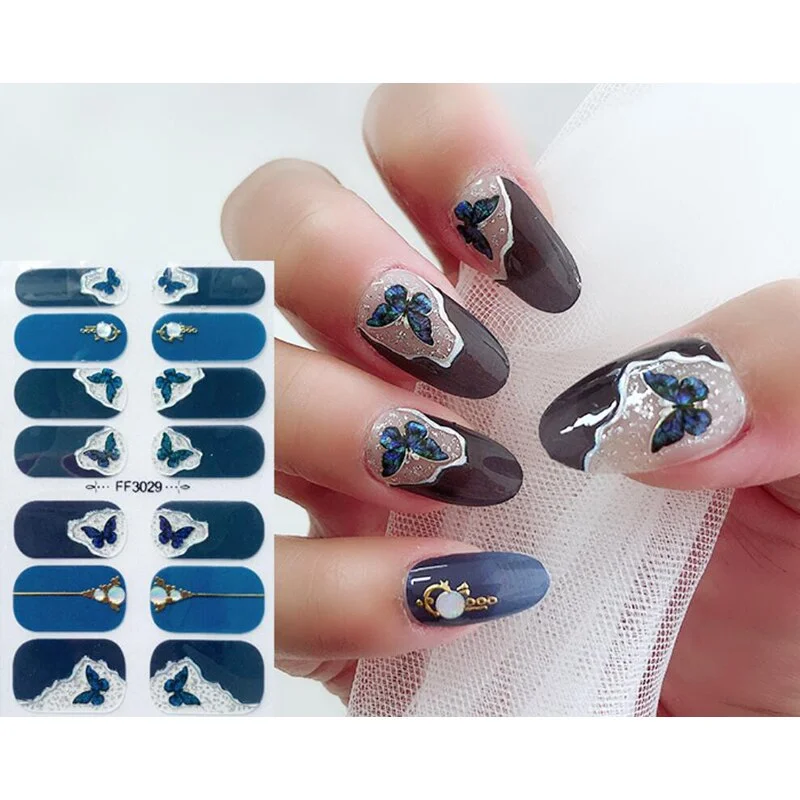 Fashion Nail Stickers Watercolor Style Shiny Full Cover Nail Stickers Novidades Nails Art Decoration Sticker For Nails Salon