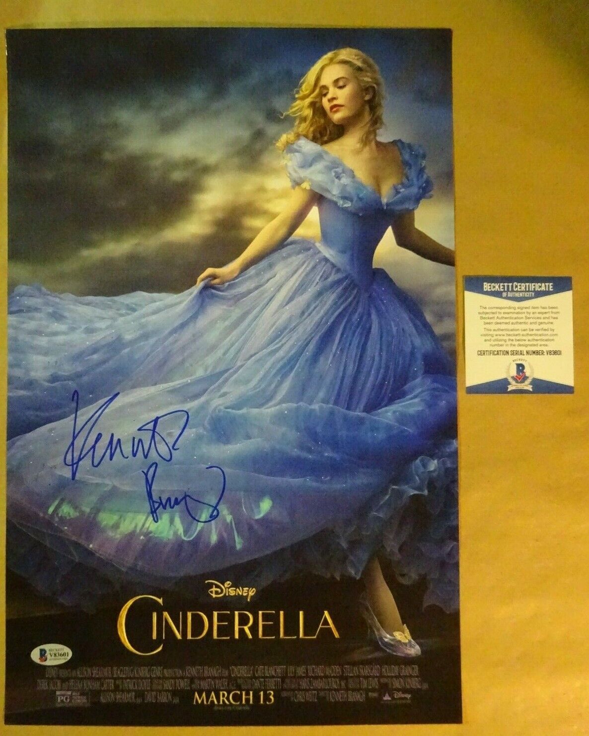 Signed KENNETH BRANAGH Autographed Disney CINDERELLA 11x17