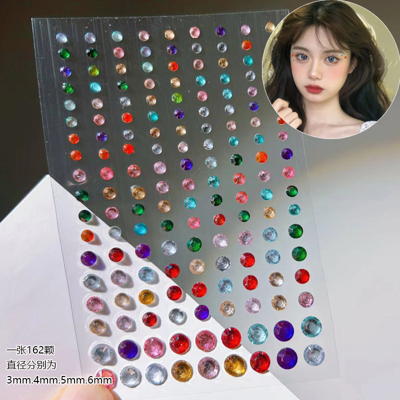 Bonusbuk 162pcs Crystal Pearl Face Tattoo Stickers Self-Adhesive Eyeshadow Diamond Decals Decoration Face Makeup Glitter Jewels Slider