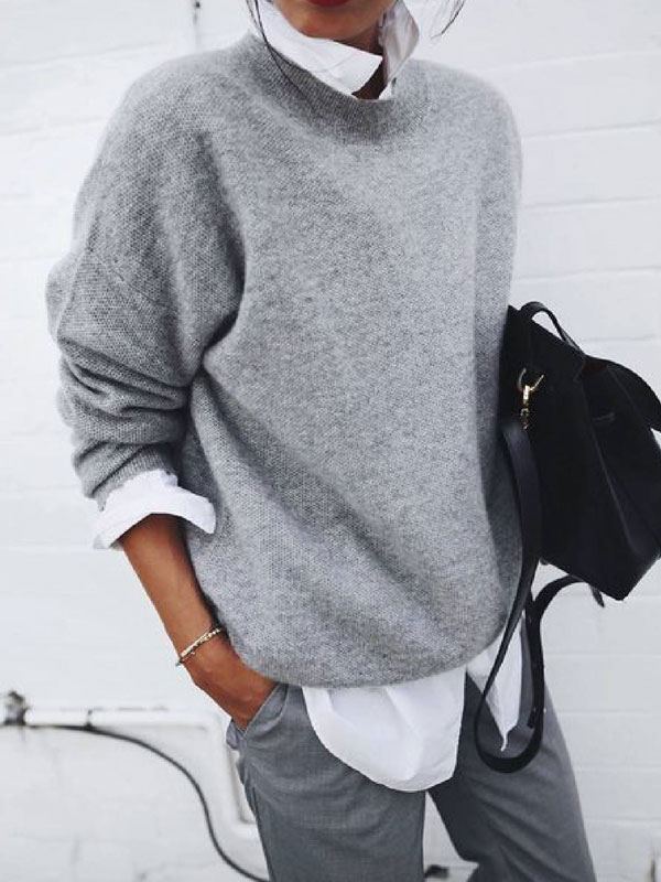Temperament Fake Two-piece Pullover Women's Sweater tjj Shicloths