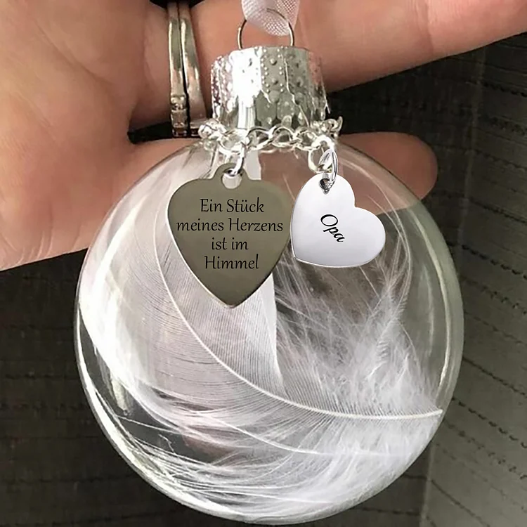 Weihnachtsornament-Plasti Feder Kugel Ornament-Ein Stück meines Herzens ist im Himmel- Anhänger Weihnachten Geschenk