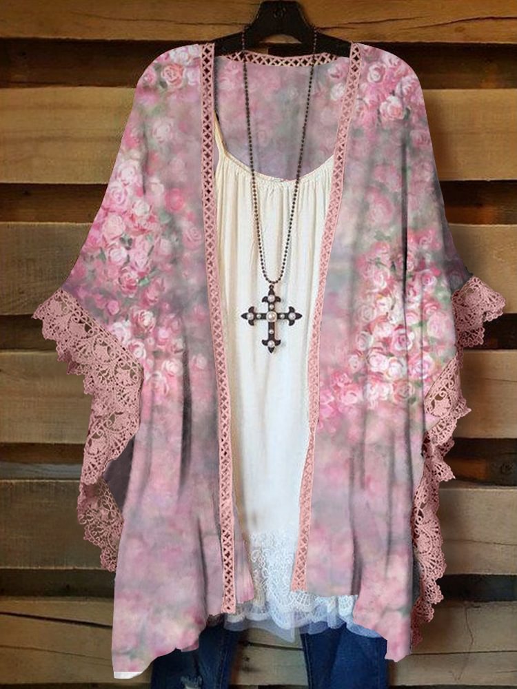 Oversized Casual Printed Kimono P178354148