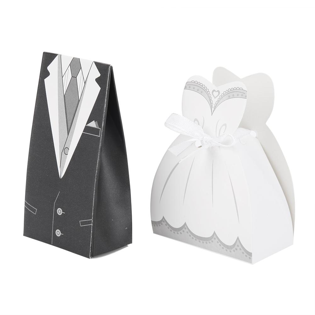 

50pcs Bride Groom Dress Candy Boxes Wedding Favors Bags Gift Party Supplies, 501 Original