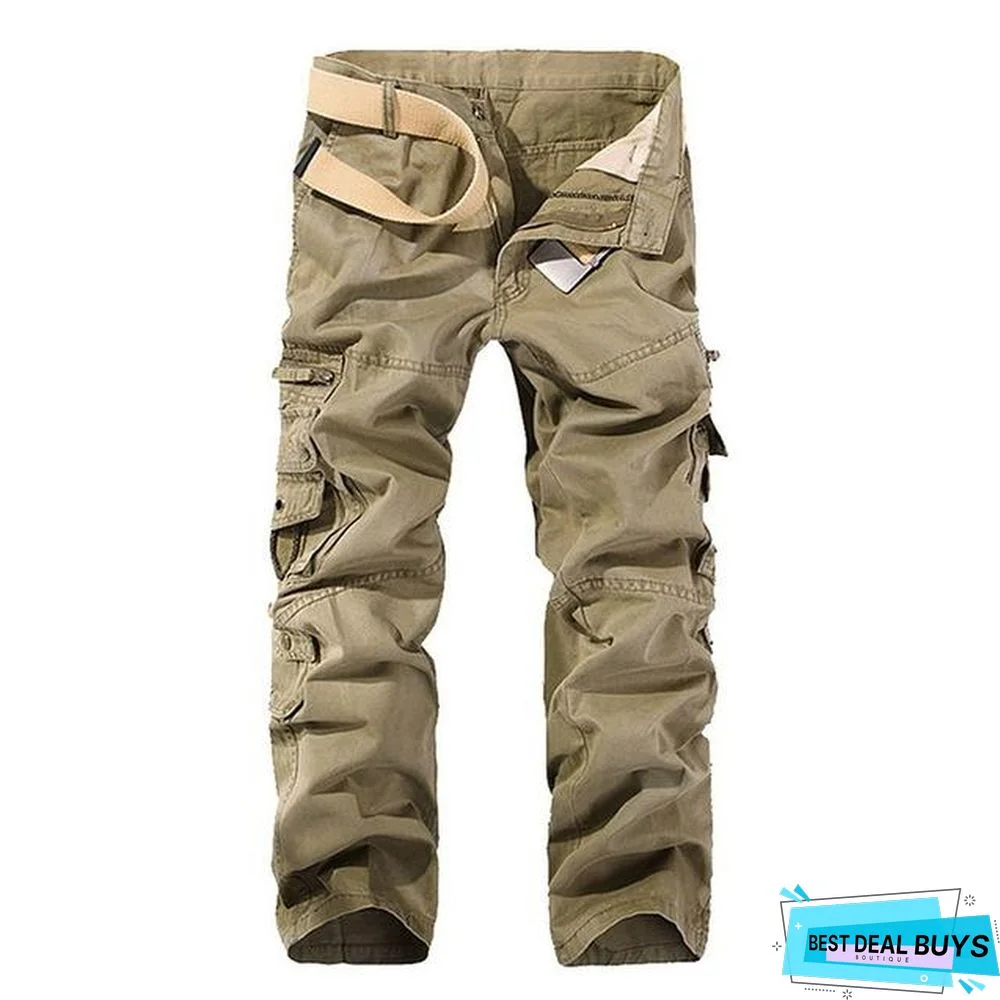 Mens Tactical Pants Joggers Casual Male Cargo Pants Cotton Trousers Multi Pocket Military Style Green Pants