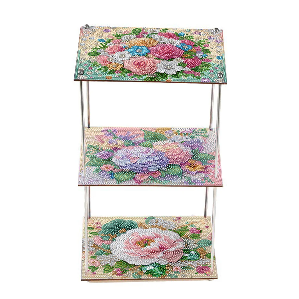 3 Tier Flower Acrylic Special Shape Diamond Painting Storage Rack for Bathroom