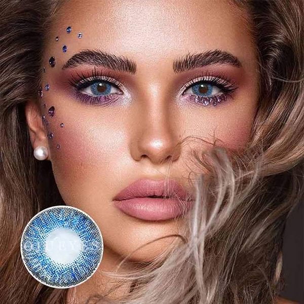 3-Tone Sky Blue Colored Contact Lenses Yearly