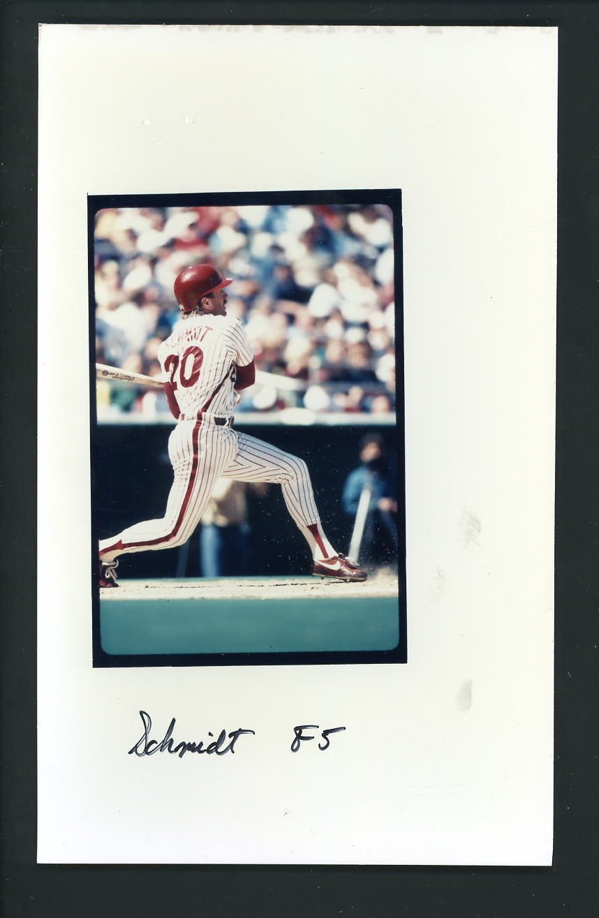 Mike Schmidt Press Original COLOR Photo Poster painting 5 x 8 Phillies swing follow through