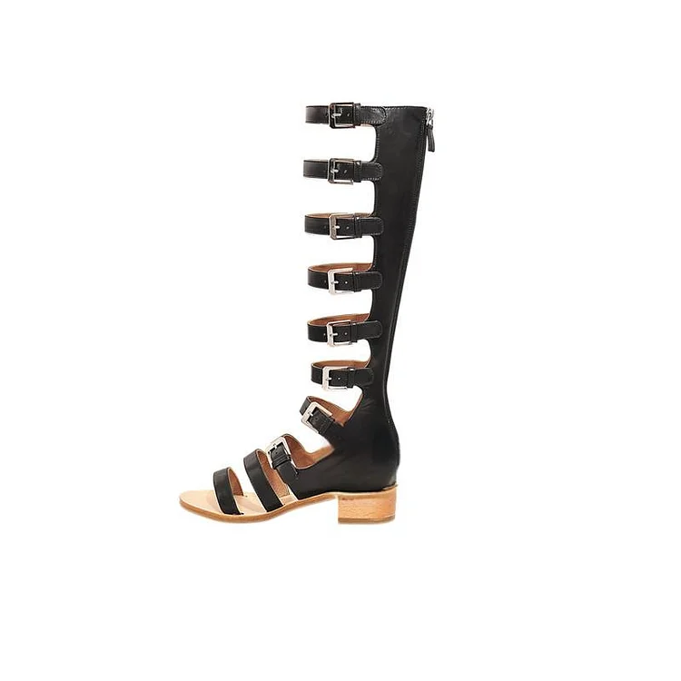 Sandales noires à bout ouvert avec boucles Flusfy