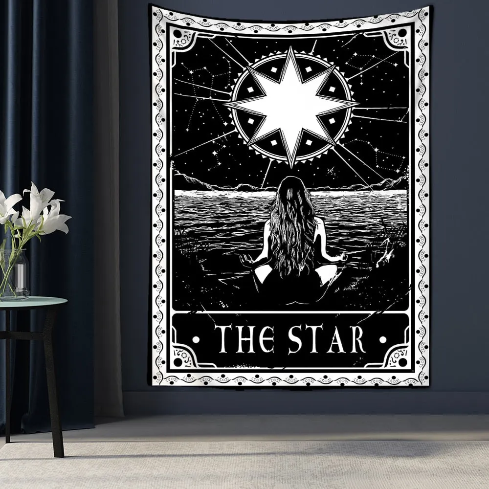Tarot Card Tapestry Wall Hanging Astrology Divination Bedspread Beach Mat