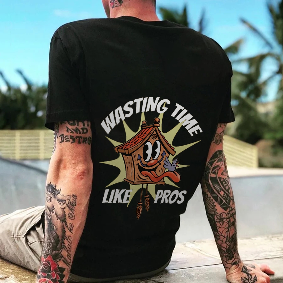 Wasting Time Like Pros Graphic Printing T-shirt