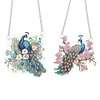 (US Only)2pcs Peacock Theme 2D Flat DIY Diamond Art Pendant Wall Decor for Home & Windows
