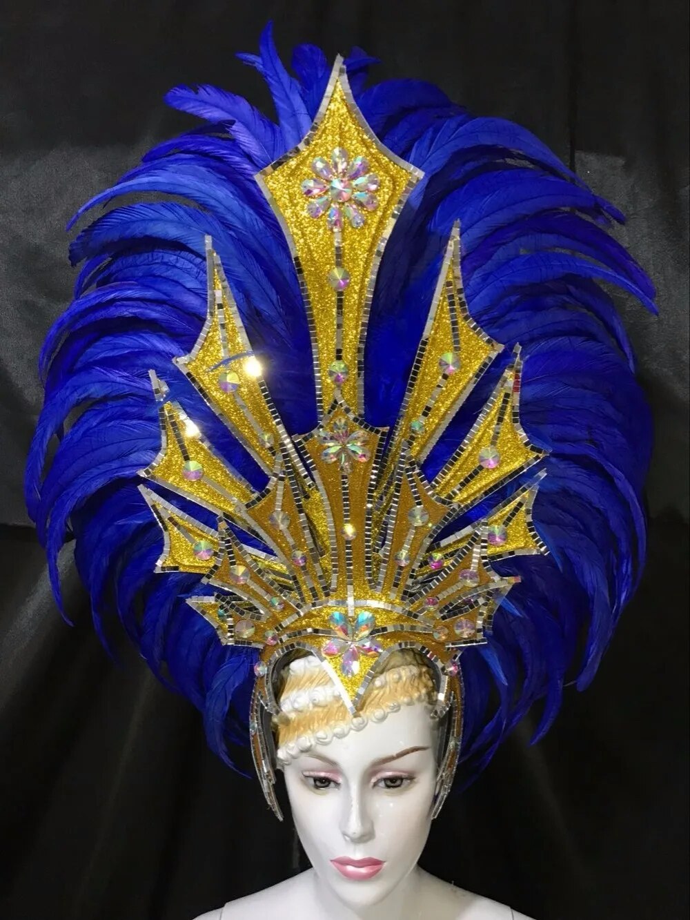 VCSHOES Brazil Rio Spanish Cuba Santiago Havana Venice Dionysia Carnival Float Mask Dress Masque Ball Costume Samba Plumage Plume Headd