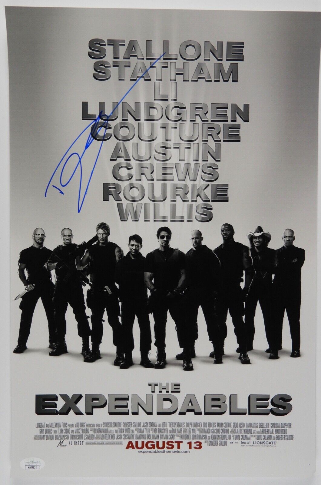 Dolph Lundgren The Expendables Autograph JSA 12 x 18 Signed Photo Poster painting