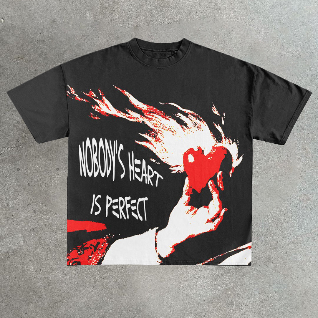 Perfect Heart Printed Casual Street Printed T-Shirt