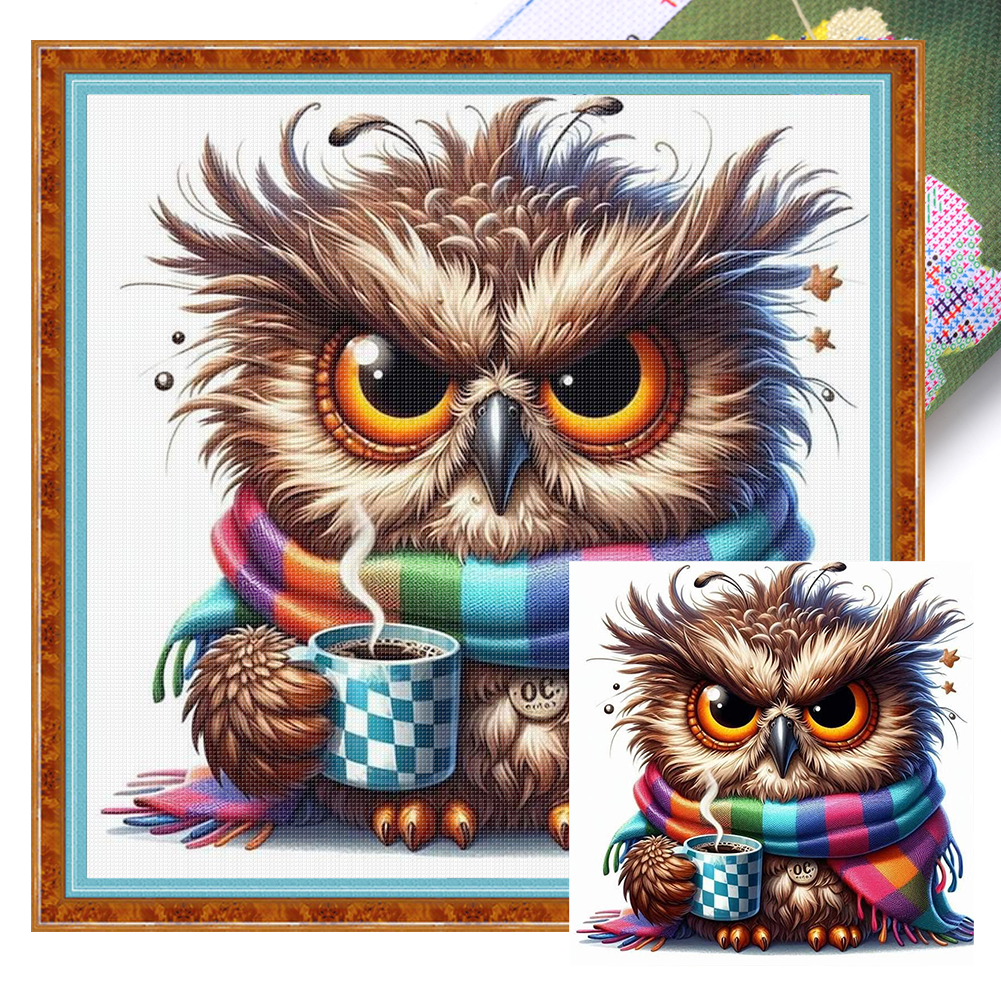 Owl Full 11CT Pre-stamped Canvas(40*40cm) Cross Stitch
